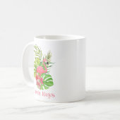 フロリダ鍵ピンクフラミンゴ熱帯花 コーヒーマグカップ (正面左)