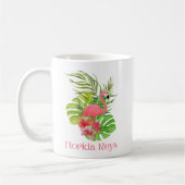 フロリダ鍵ピンクフラミンゴ熱帯花 コーヒーマグカップ (左)