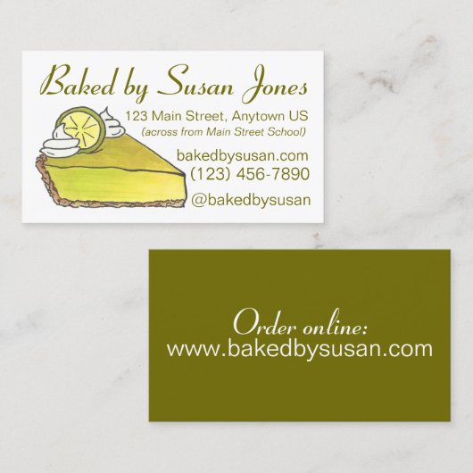 フロリダ鍵ライムパイベーカリーバイ焼いたパティシシェフ 名刺 (正面/裏面)