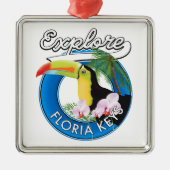 フロリダ鍵レトロロゴフリースブランケットTシャツ メタルオーナメント (正面)