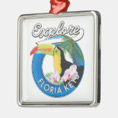 フロリダ鍵レトロロゴフリースブランケットTシャツ メタルオーナメント (左)