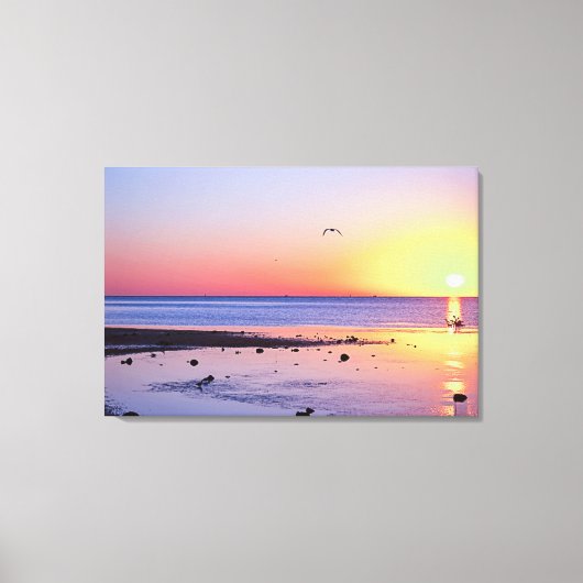 フロリダ鍵鍵ウエストサンセットウィズシーガル キャンバスプリント (正面)