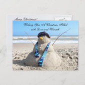 フロリダ雪だるま/ SnowWoman ( ビーチ)クリスマス シーズンポストカード (正面/裏面)
