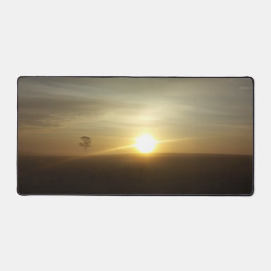 フロリダ霧の朝の日の出の自然写真 デスクマット (正面)