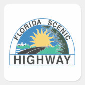 フロリダ風光明媚なハイウェイロードサイン旅行 スクエアシール (正面)