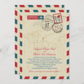 フロリダ&イングランドヴィンテージエアメ結婚ール 招待状 (正面/裏面)