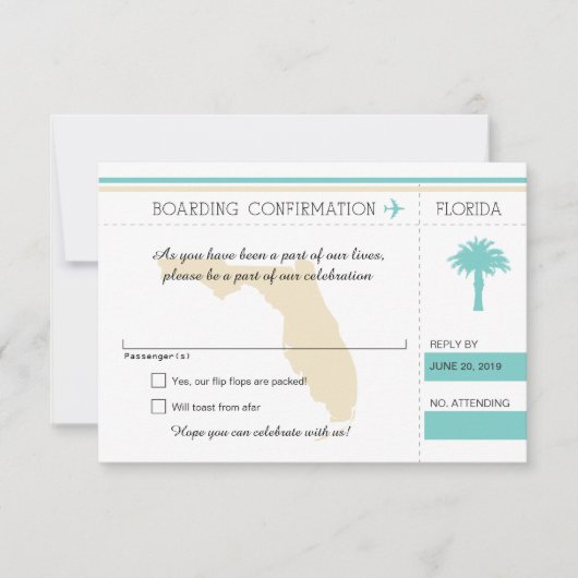 フロリダ オーシャンブルー&クリームの出発案内 出席確認カード 出欠カード (正面)