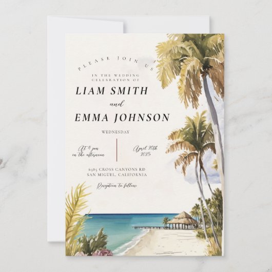 フロリダ キーズ キー ウェストでの目的地ウェディング 招待状 (正面)