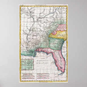 フロリダ、ジョージアおよびCarolinasのヴィンテージの地図 ポスター