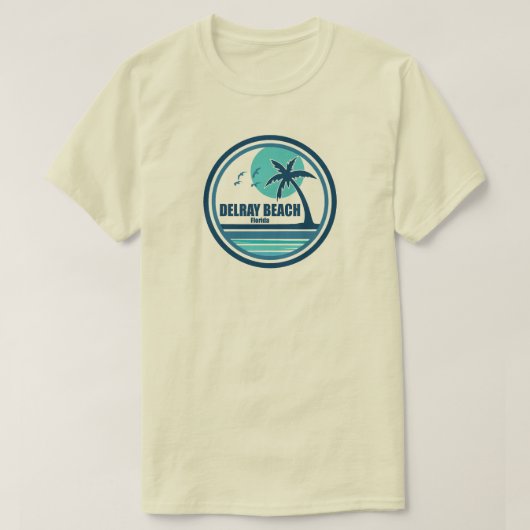 フロリダ デルレイ・ビーチ ヤシの木 鳥 Tシャツ (デザイン正面)
