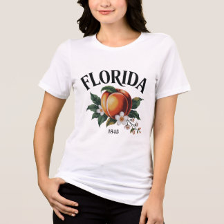 フロリダ ピーチの花 エンブレム - 1845年創設 トライブレンドTシャツ