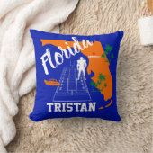 フロリダ ブルーとオレンジのフットボール クッション (ブランケット)