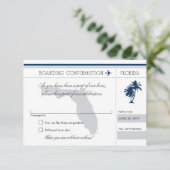 フロリダ ブルーとグレーの搭乗券 RSVP カード (スタンド正面)