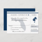 フロリダ ブルーとグレーの搭乗券 RSVP カード (正面/裏面)