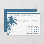 フロリダ ブルー＆クリームの出発案内 出席確認カード 招待状 (正面/裏面)