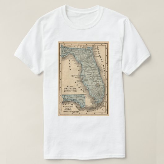 フロリダ・メキシコ湾の古地図 Tシャツ (デザイン正面)
