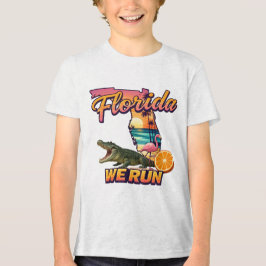 フロリダ・ラン・サンセット・アリゲーター・フラミンゴ・スポーツ トライブレンドTシャツ