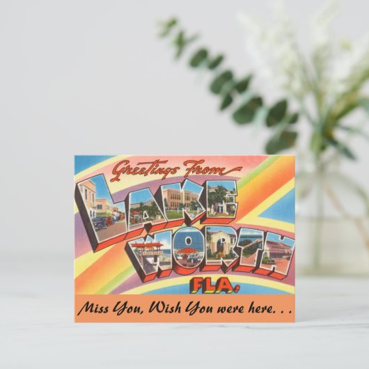 フロリダ、レイクワースからの挨拶 ポストカード (スタンド正面)