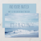 フロリダ レトロ ブルー オーシャン ビーチ パーティー 招待状 (正面/裏面)