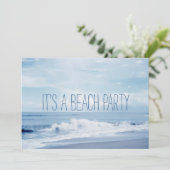 フロリダ レトロ ブルー 海岸 ビーチ パーティー 招待状 (スタンド正面)