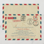 フロリダ ワールド トラベラー エアメール | ブライダル シャワー 招待状 (正面/裏面)