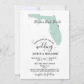 フロリダ 結婚式 目的地 マップ ハート型ステッカー付 招待状 (正面)