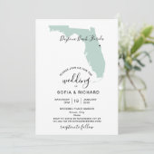 フロリダ 結婚式 目的地 マップ 取り外し可能なハート 招待状 (スタンド正面)