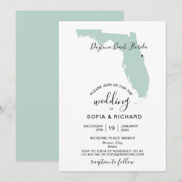 フロリダ 結婚式 目的地 マップ 取り外し可能なハート 招待状
