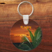 フロリダ!美しいフロリダの夕日、ヤシの木 キーホルダー (正面)