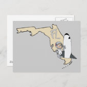 フロリダFLの地図と宇宙シャトルマンガートアートモットー ポストカード (正面/裏面)