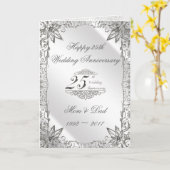 フロリッシュ シルバー 25周年 結婚記念日 カード (黄色い花)