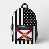 フロリパーソナライズされたダ国旗のバッグ、アメリカ国旗 プリントバックパック (正面)