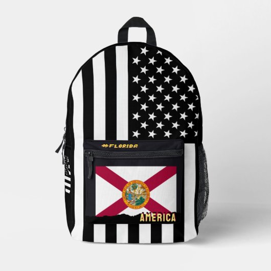 フロリパーソナライズされたダ国旗のバッグ、アメリカ国旗 プリントバックパック (正面)