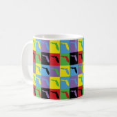 フロリポップ・アートのダかわいらしアカラフルート コーヒーマグカップ (正面左)