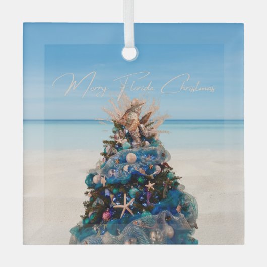 フロリメリーダクリスマストロピカルビーチホリデーツリー ガラスオーナメント (正面)