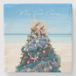 フロリメリーダクリスマストロピカルビーチホリデーツリー ストーンコースター
