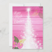 フロリメリーダクリスマスピンクのハイビスカスホワイトツリー シーズンカード (正面)