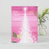 フロリメリーダクリスマスピンクのハイビスカスホワイトツリー シーズンカード (スタンド正面)