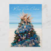 フロリメリーダクリスマス熱帯ビーチと木 シーズンポストカード (正面)