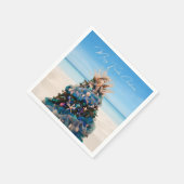 フロリメリーダクリスマス熱帯ビーチと木 スタンダードカクテルナプキン (角)