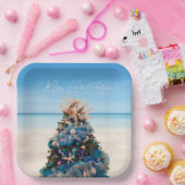 フロリメリーダクリスマス熱帯ビーチと木 ペーパープレート (パーティー)