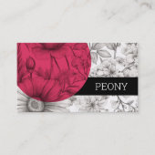 フロリモダンスはっきりした白黒ピンクフローラ美しい 名刺 (正面)