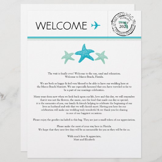 フロリ結婚ダのウェルカムレター (正面/裏面)