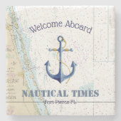 ⚓フロリ航海のダボート名+ウェルカムボード ストーンコースター (正面)