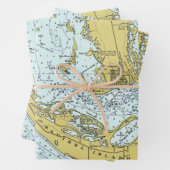 フロリ航海のダ州サニベル島のヴィンテージ地図 ラッピングペーパーシート (インサイチュ)