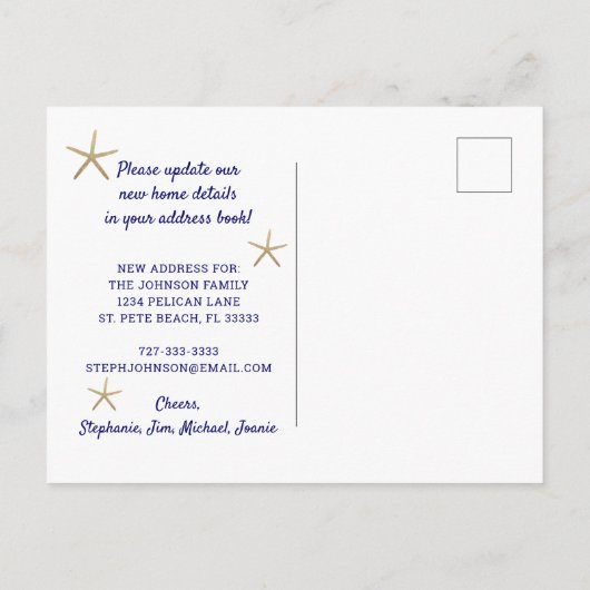 フロリ航海のダ新しい住所に移ストライプ動した 案内ポストカード (裏面)