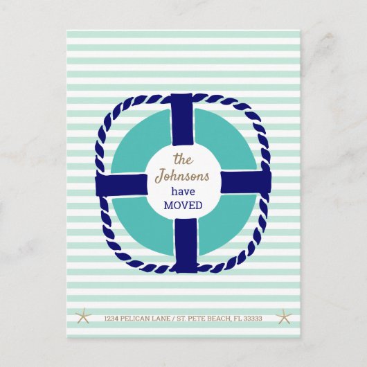 フロリ航海のダ新しい住所に移ストライプ動した 案内ポストカード (正面)