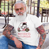 フロリ退職したダおもしろいゴルフカートとフラミンゴ Tシャツ