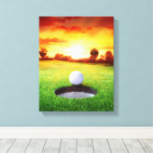 フロリ遊ダのサンセットでのゴルフ キャンバスプリント (インサイチュ (ウッドフロア))