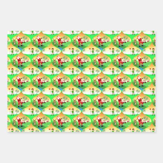 フロリ遊ダクリスマスオーギーでサンタのゴルフ ラッピングペーパーシート (正面)